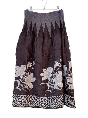 LAPIS Floral Maxi Skirt in Black & Gray Sequins A0978 One Size